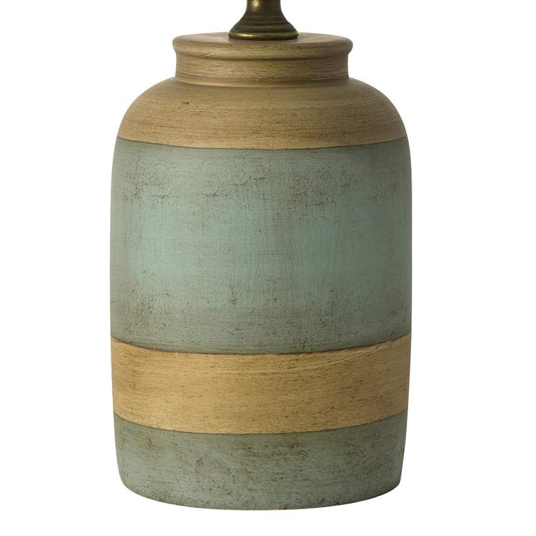 Image 4 Farmhouse Weathered Green Wood Band Canister Table Lamp more views