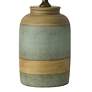 Farmhouse Weathered Green Wood Band Canister Table Lamp