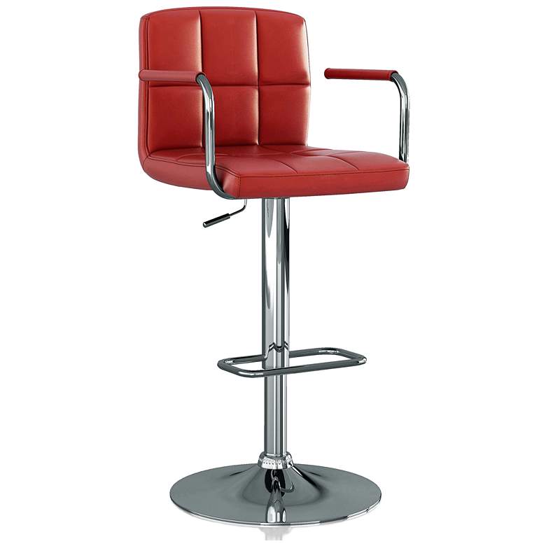 Image 5 Farness Red Faux Leather Adjustable Bar Stools Set of 2 more views