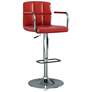 Farness Red Faux Leather Adjustable Bar Stools Set of 2