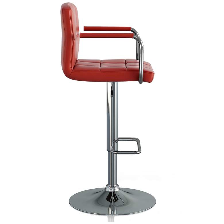 Image 7 Farness Red Faux Leather Adjustable Bar Stools Set of 2 more views