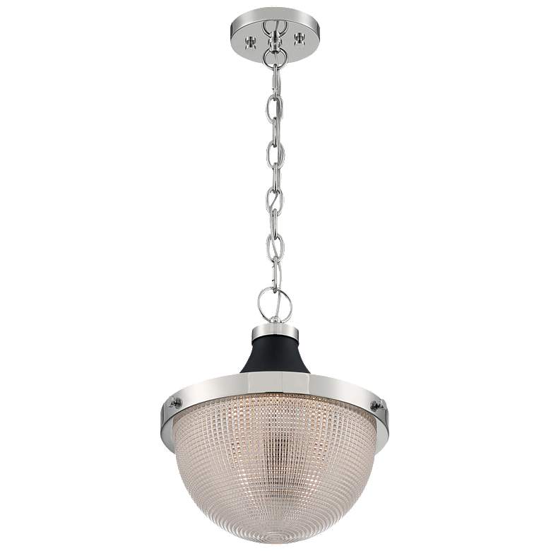 Image 1 Faro; 1 Light; Large Pendant; Polished Nickel Finish with Black Accents