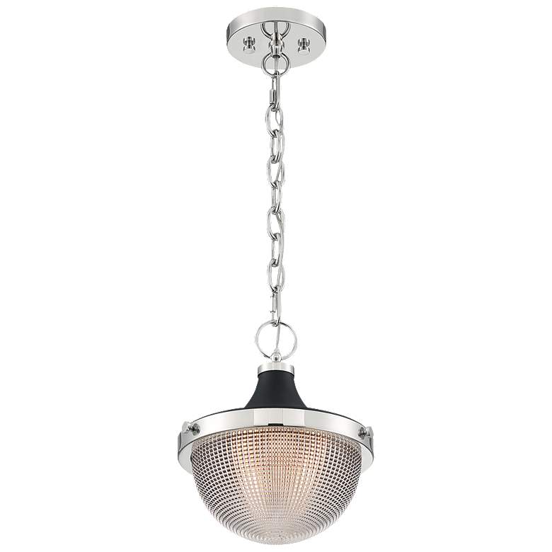 Image 1 Faro; 1 Light; Small Pendant; Polished Nickel Finish w/ Black Accents