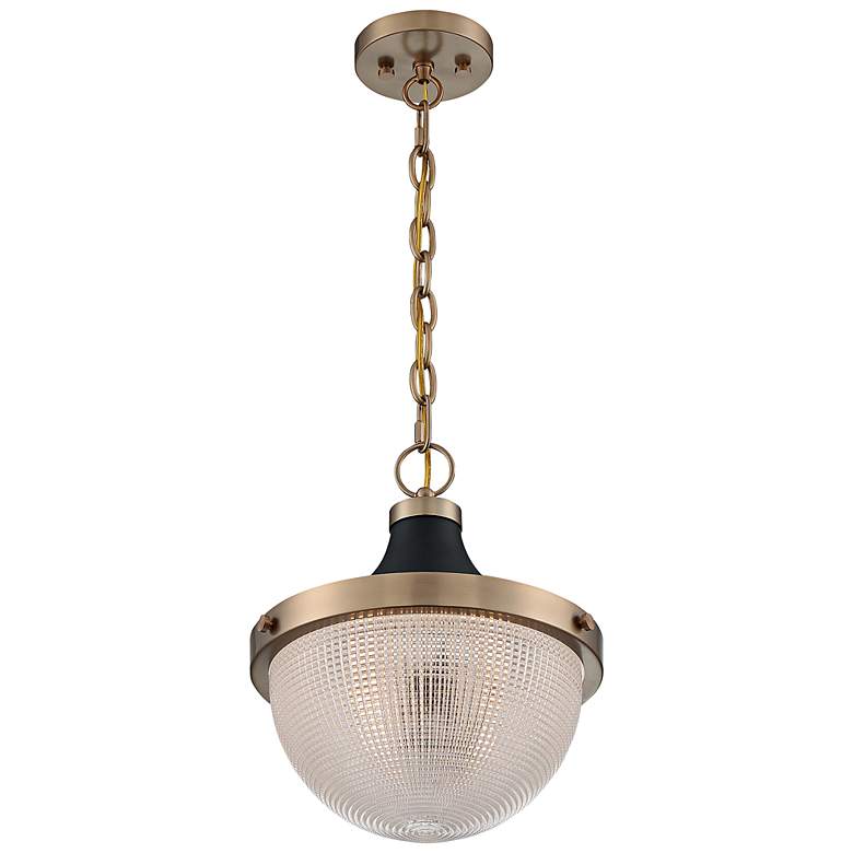 Image 1 Faro 10" Wide Burnished Brass and Black Pendant Light