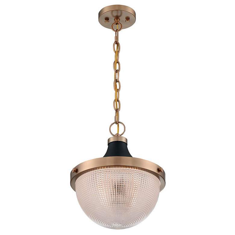 Image 2 Faro 10" Wide Burnished Brass and Black Pendant Light more views