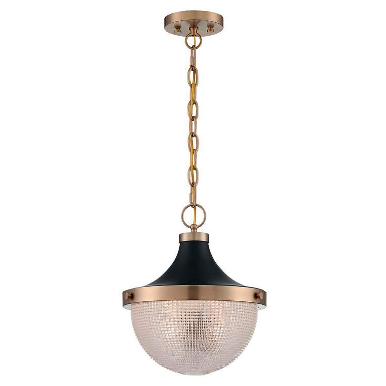 Image 3 Faro 10" Wide Burnished Brass and Black Pendant Light more views