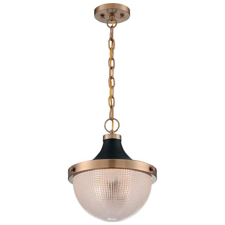 Image 4 Faro 10" Wide Burnished Brass and Black Pendant Light more views