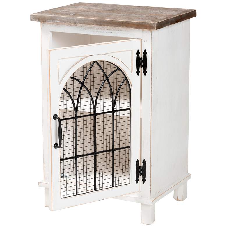 Image 3 Faron 19"W White and Oak Brown 1-Door Nightstands Set of 2 more views
