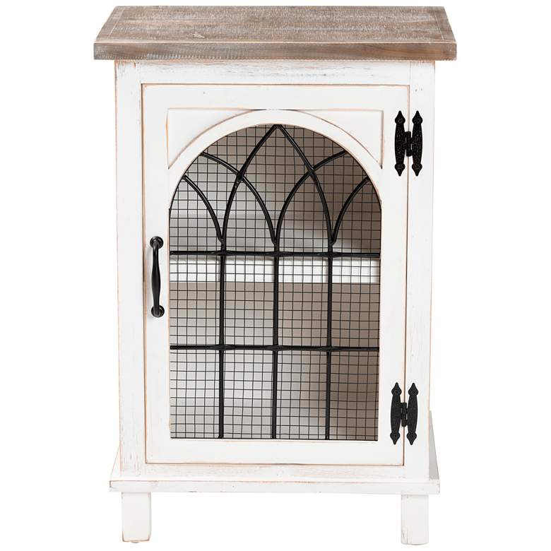Image 4 Faron 19"W White and Oak Brown 1-Door Nightstands Set of 2 more views