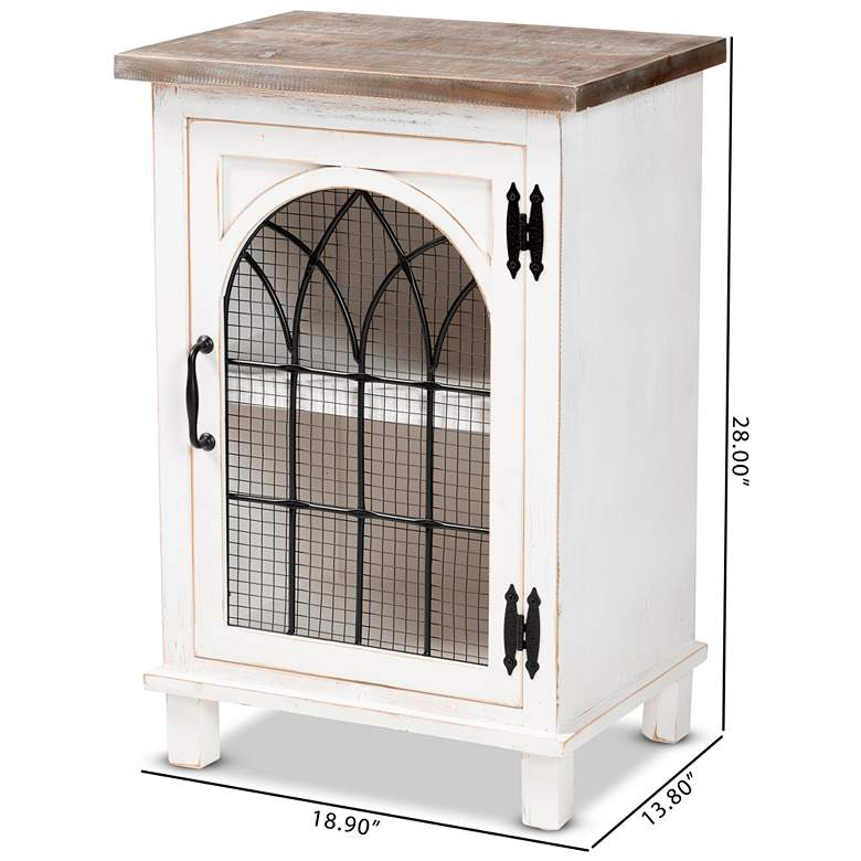 Image 6 Faron 19"W White and Oak Brown 1-Door Nightstands Set of 2 more views
