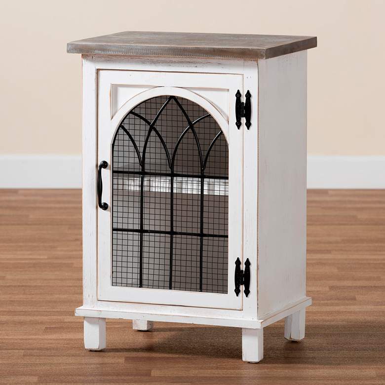 Image 7 Faron 19"W White and Oak Brown 1-Door Nightstands Set of 2 more views