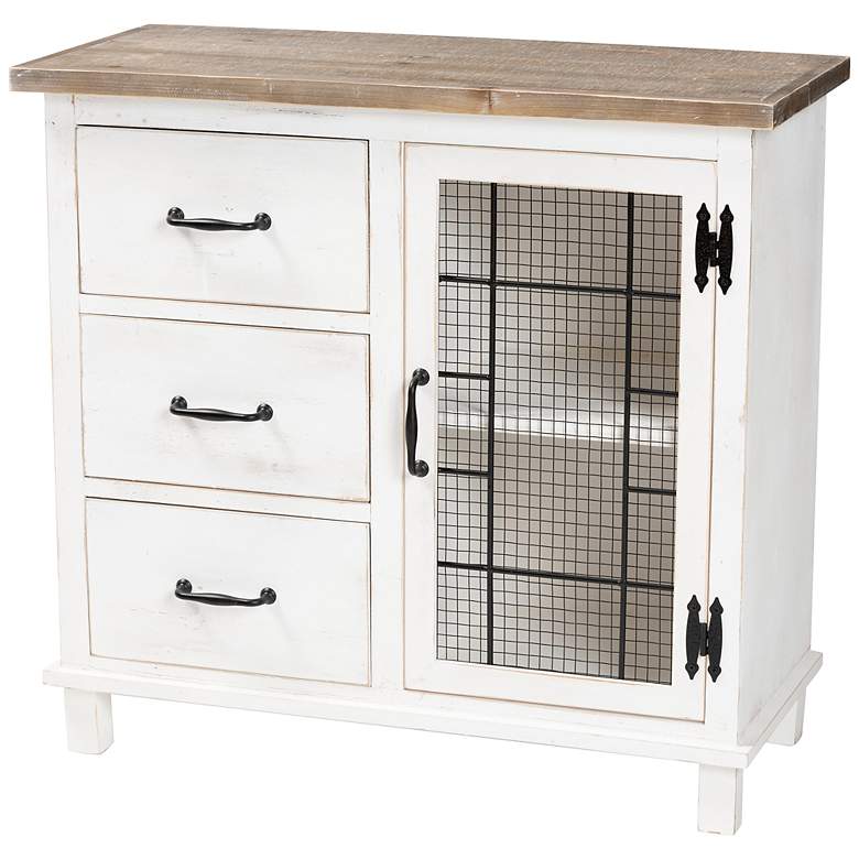 Image 3 Faron 31 1/2 inchW White and Oak Brown 3-Drawer Storage Cabinet