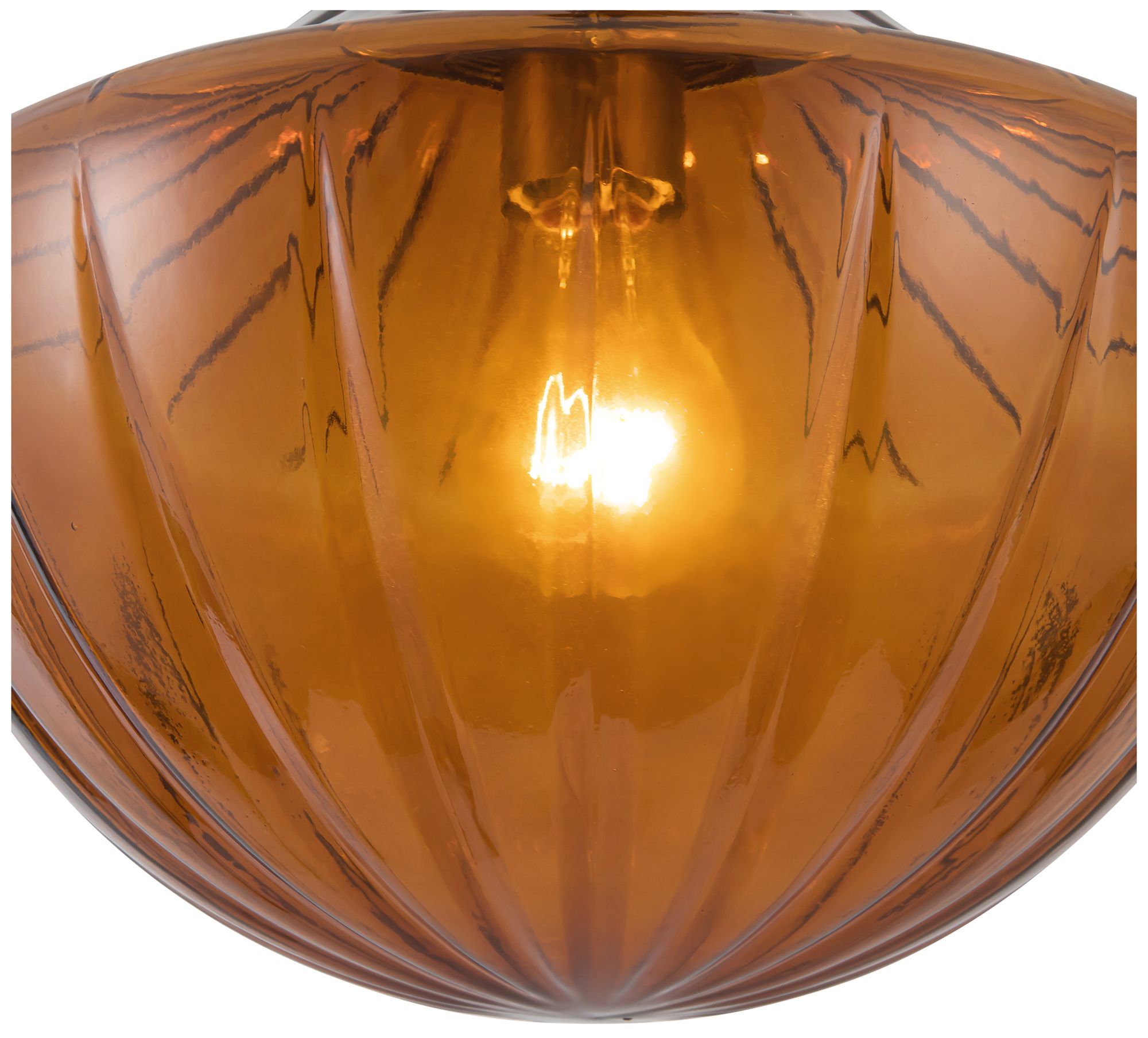 Image 5 Farrah 12-in Matte Black Pendant with Ribbed Amber Glass more views