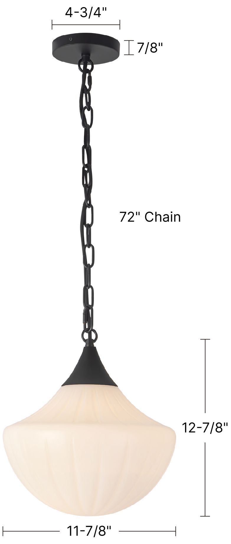 Image 7 Farrah 12-in Matte Black Pendant with Ribbed Opal Glass more views