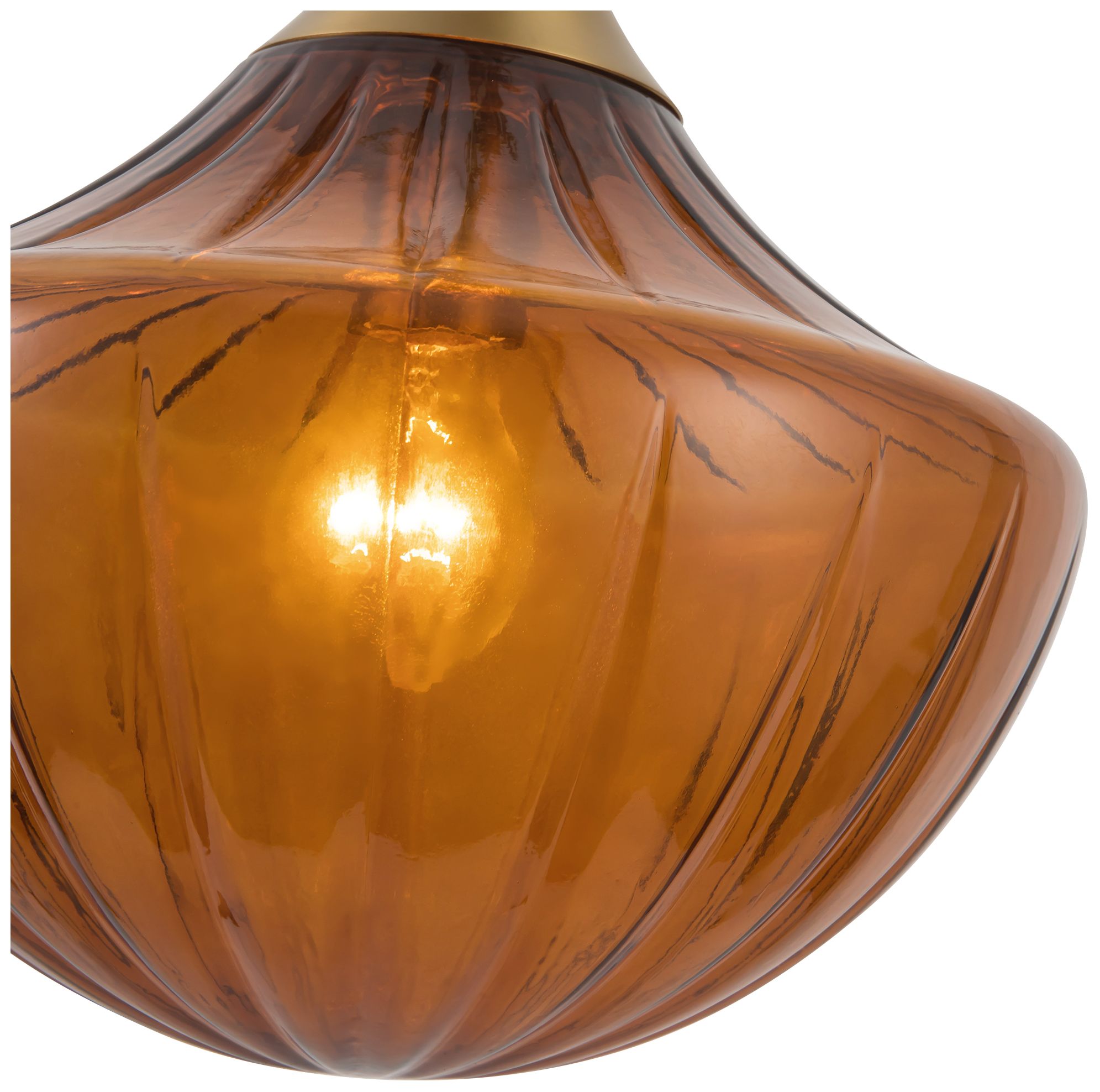 Farrah 3-Light Brushed Gold Multi Pendant with Amber Opal Glass