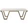 Farrah 53 3/4" Wide Gold Iron and White Fabric Accent Bench