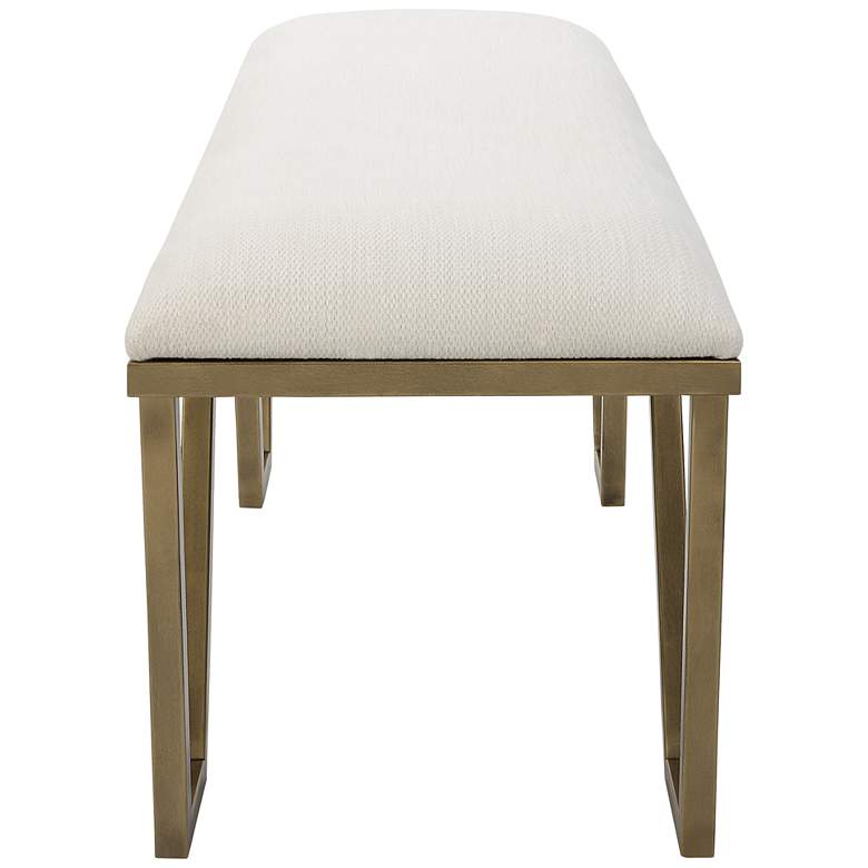 Image 6 Farrah 53 3/4" Wide Gold Iron and White Fabric Accent Bench more views