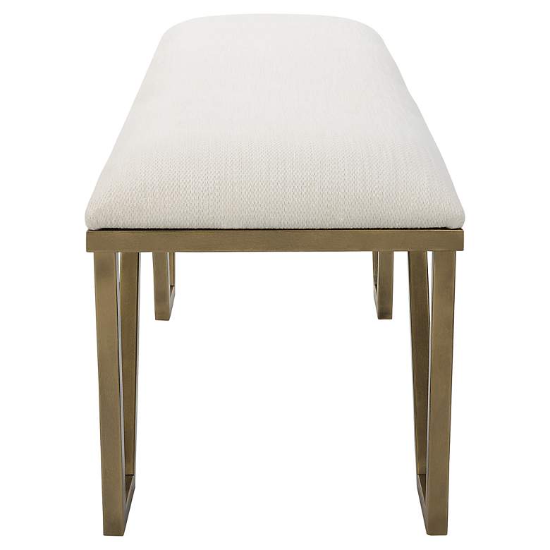 Image 6 Farrah 53 3/4" Wide Gold Iron and White Fabric Accent Bench more views