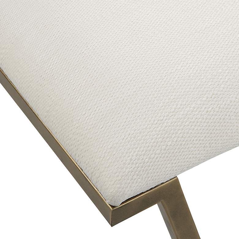 Image 7 Farrah 53 3/4 inch Wide Gold Iron and White Fabric Accent Bench more views