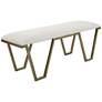 Farrah 53 3/4" Wide Gold Iron and White Fabric Accent Bench