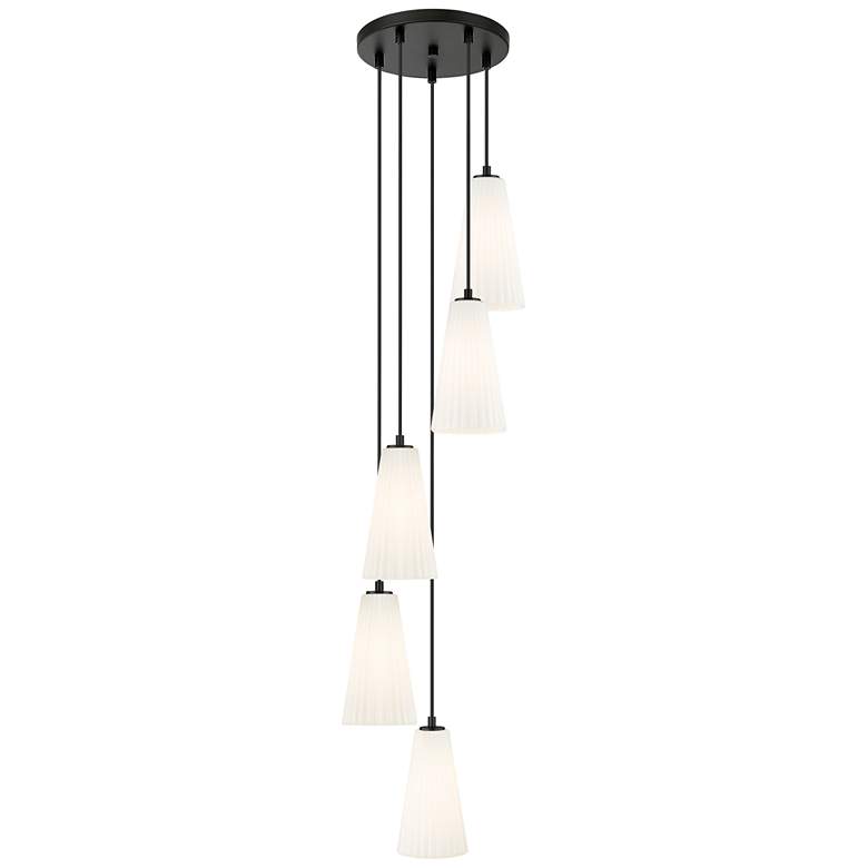 Image 1 Farrell by Z-Lite Matte Black 12 inch 5 Light Chandelier