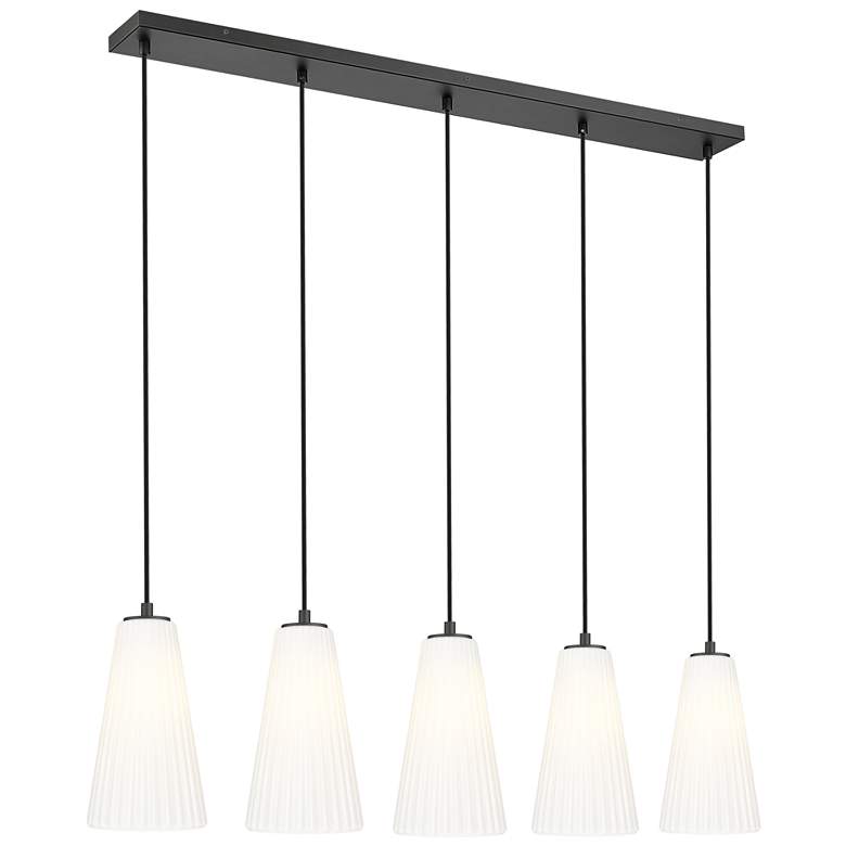Image 1 Farrell by Z-Lite Matte Black 6 inch 5 Light Linear Chandelier