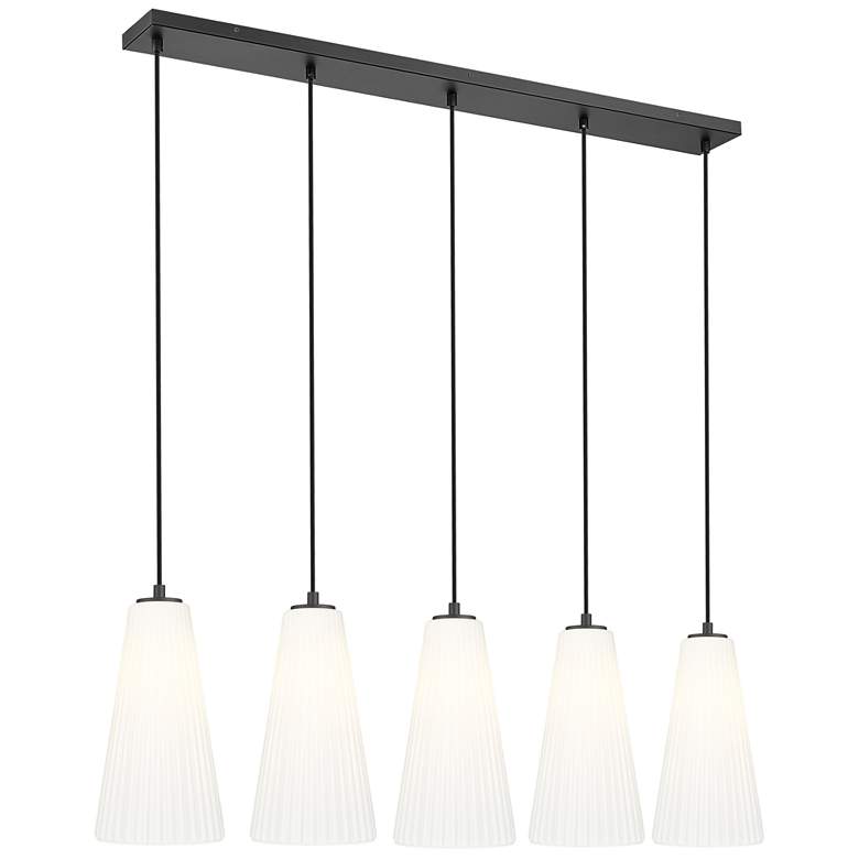 Image 1 Farrell by Z-Lite Matte Black 7.25 inch 5 Light Linear Chandelier
