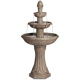 Image2 of Farron 46" High Gray 3-Tier LED Lighted Outdoor Fountain