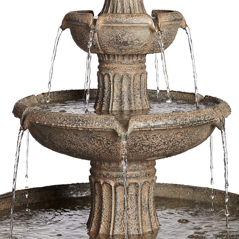 Image 3 Farron 46" High Gray 3-Tier LED Lighted Outdoor Fountain more views