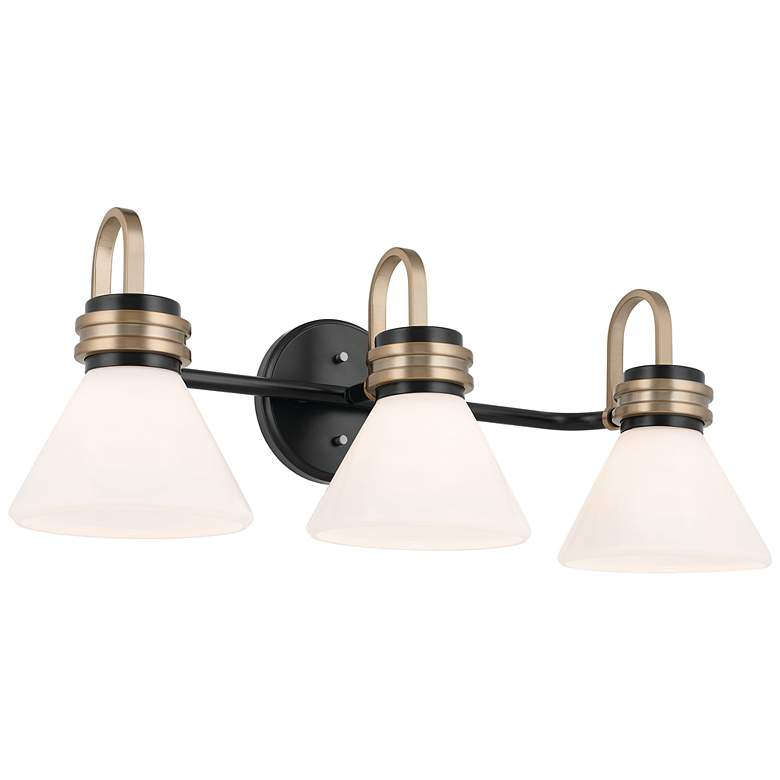 Image 2 Farum 26" Wide Black and Champagne Bronze 3-Light Bath Light