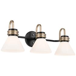 Farum 26" Wide Black and Champagne Bronze 3-Light Bath Light