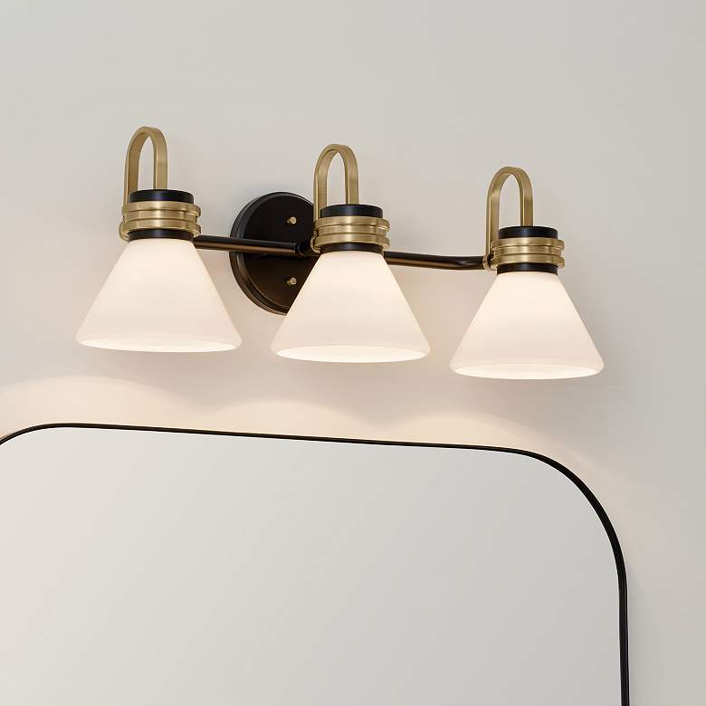 Image 1 Farum 26" Wide Black and Champagne Bronze 3-Light Bath Light