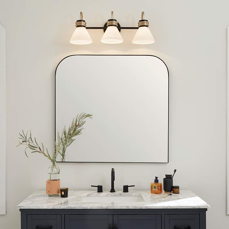 Image 7 Farum 26" Wide Black and Champagne Bronze 3-Light Bath Light more views