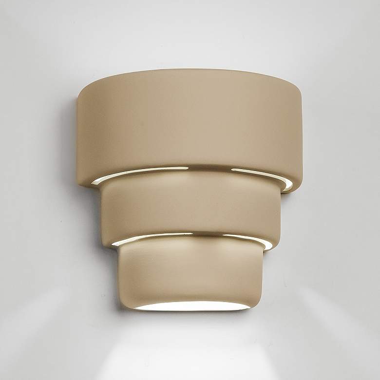 Image 1 Fasciato-10-inch-high-ceramic-beige-up/down-LED-outdoor-wall-light