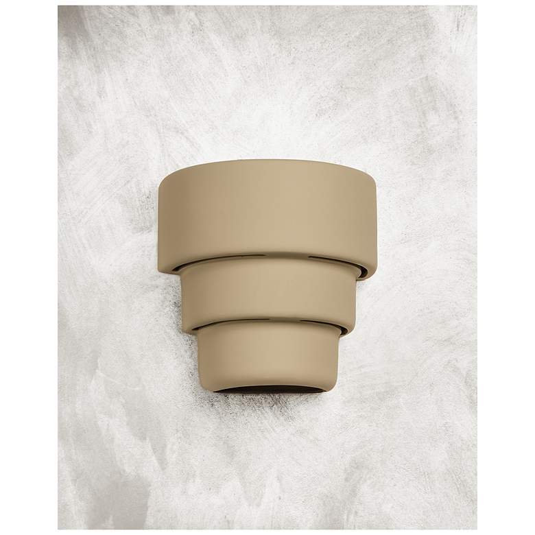 Image 3 Fasciato-10-inch-high-ceramic-beige-up/down-LED-outdoor-wall-light more views