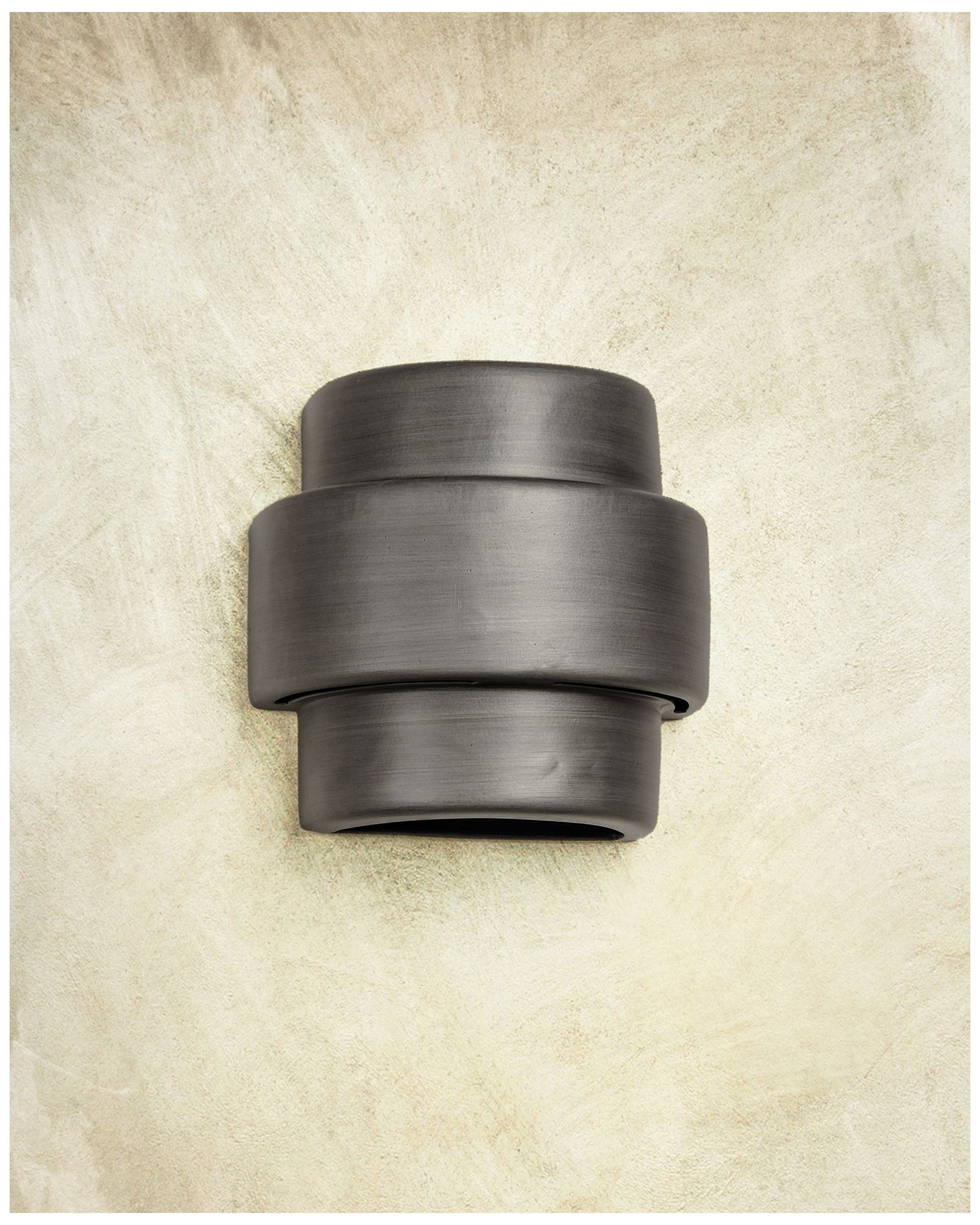 Image 3 Fasciato-10-inch-high-ceramic-pewter-up/down-LED-outdoor-wall-light more views