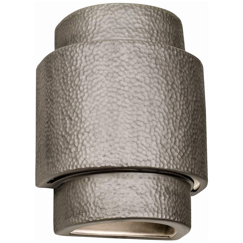 Image 2 Fasciato-13.5-inch-high-ceramic-hammered-pewter-up/down-LED-outdoor