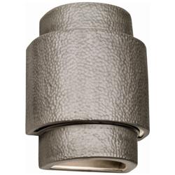 Fasciato-13.5-inch-high-ceramic-hammered-pewter-up/down-LED-outdoor