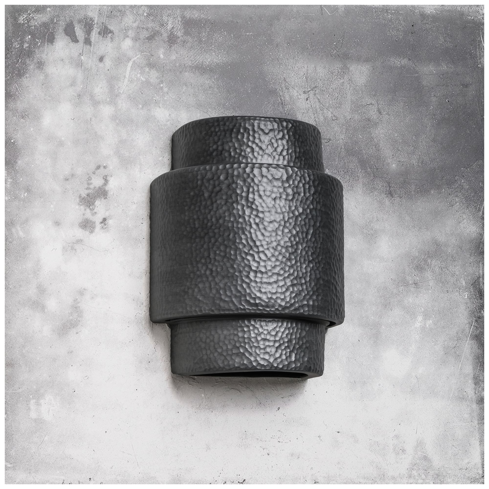 Image 3 Fasciato-13.5-inch-high-ceramic-hammered-pewter-up/down-LED-outdoor more views