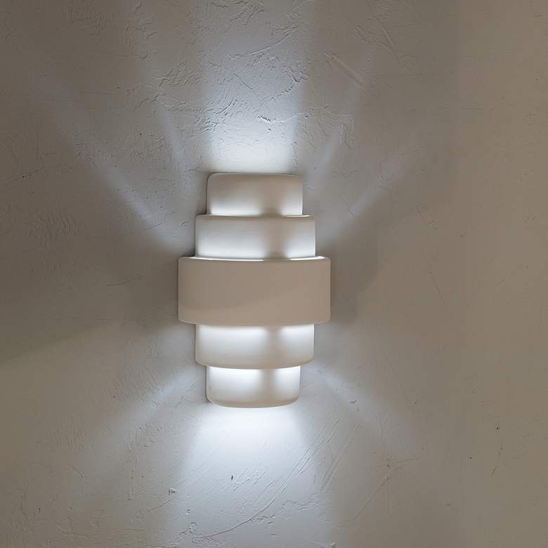 Image 3 Fasciato 15 1/2" High White Bisque LED Outdoor Wall Light more views