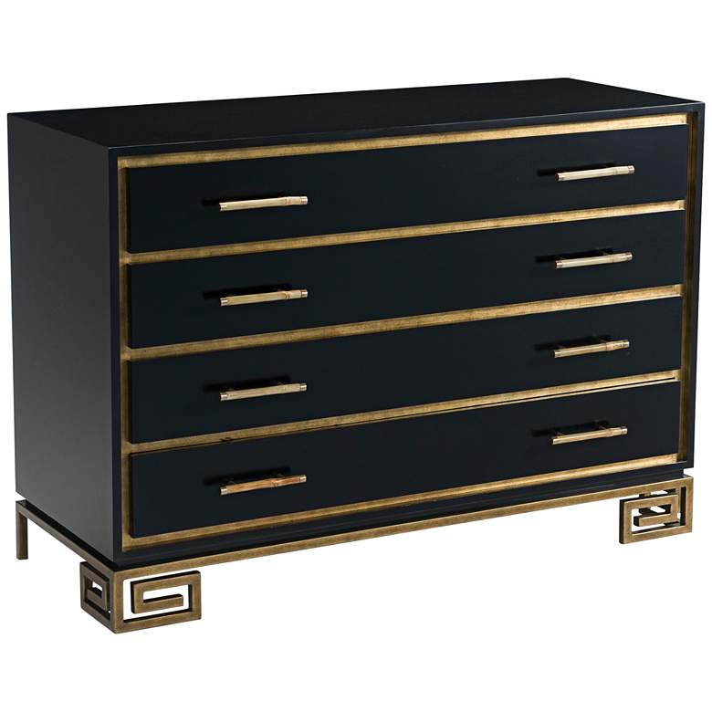 Fascinate 52&quot; Wide Black and Gold Gilt 4-Drawer Wood Chest