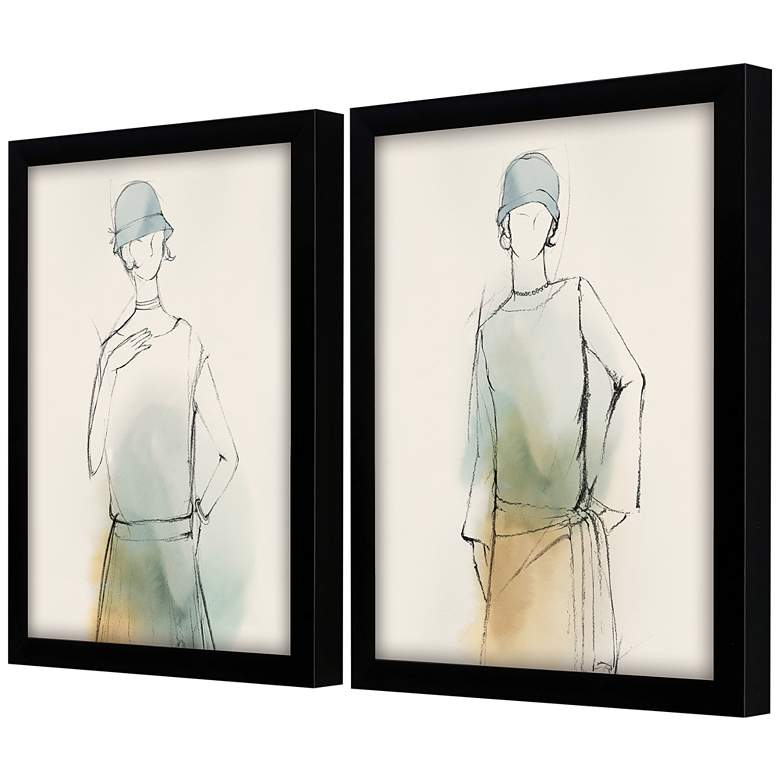 Image 4 Fashion Girl 27 inch High 2-Piece Giclee Framed Wall Art Set more views