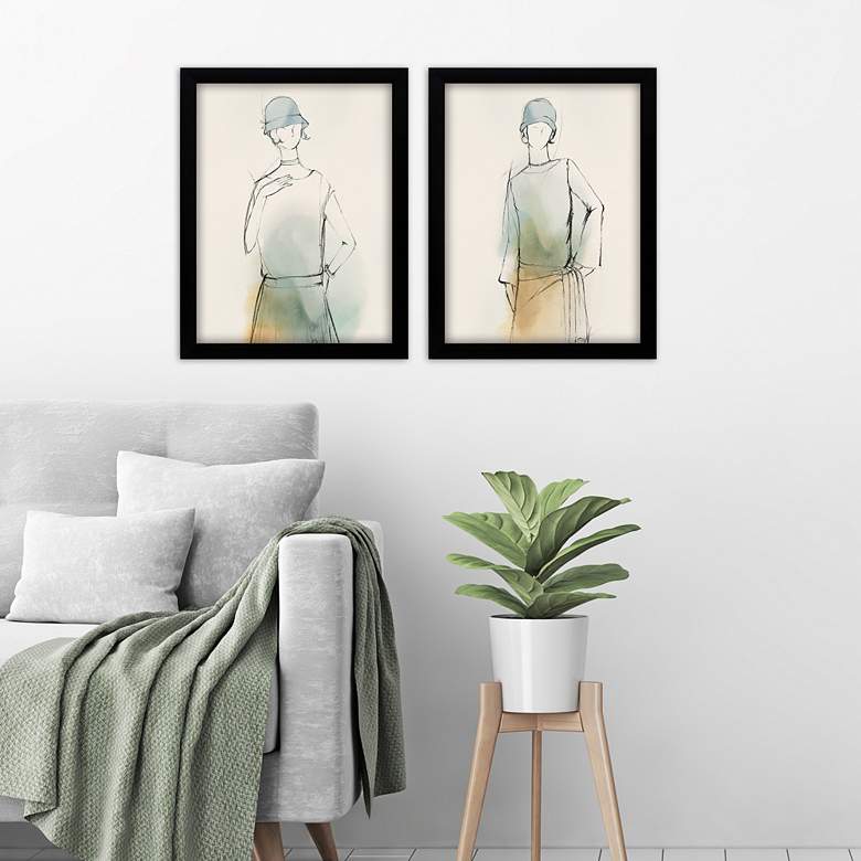 Image 5 Fashion Girl 27 inch High 2-Piece Giclee Framed Wall Art Set more views