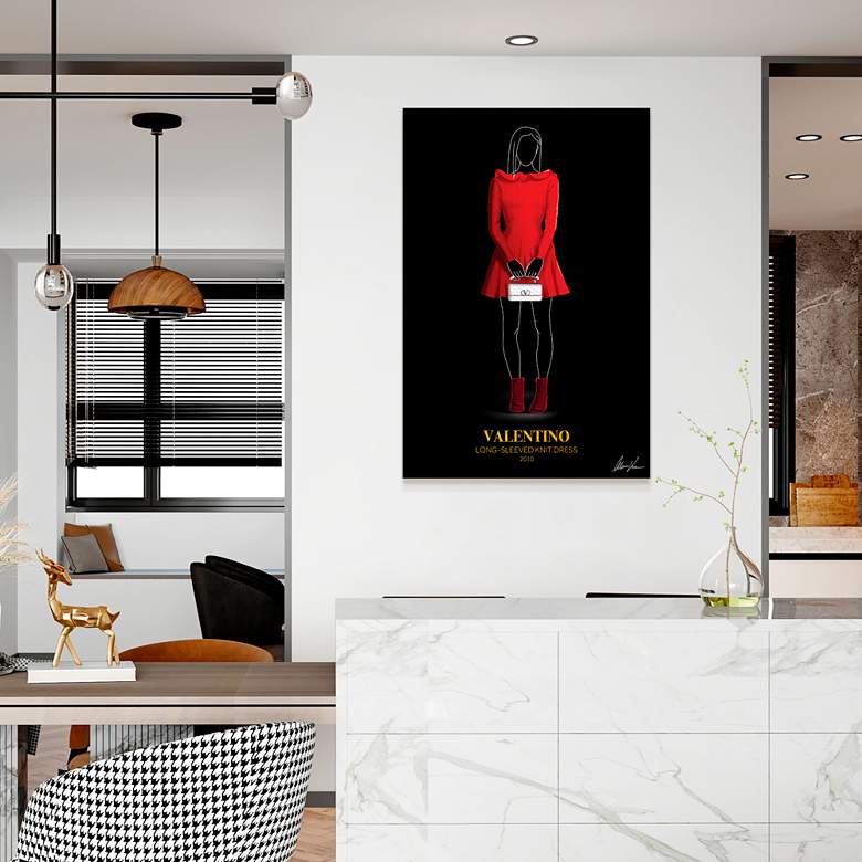 Image 4 Fashion Red Look 48" High Printed Tempered Glass Wall Art more views