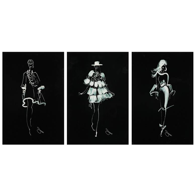 Image 2 Fashion Walk 24" High 3-Piece Frameless Glass Wall Art Set
