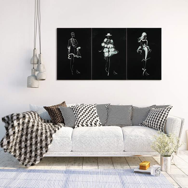 Image 1 Fashion Walk 24" High 3-Piece Frameless Glass Wall Art Set