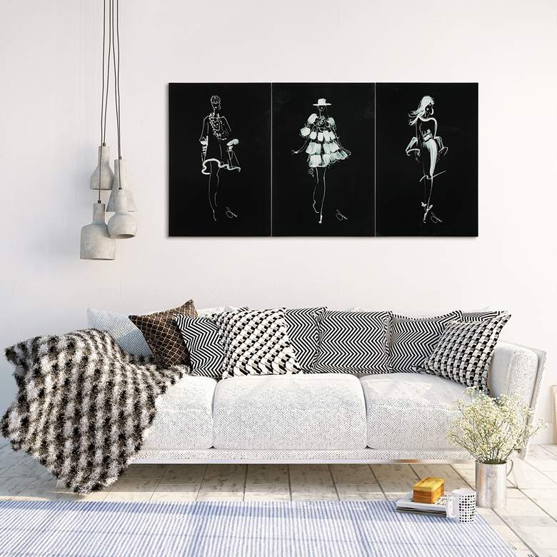 Image 1 Fashion Walk 24 inch High 3-Piece Frameless Glass Wall Art Set