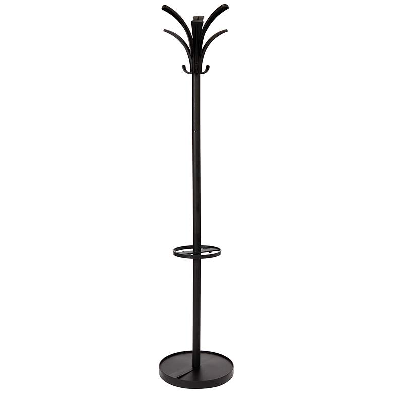 Image 1 Fashionable 6-Peg Black Coat Rack Umbrella Stand