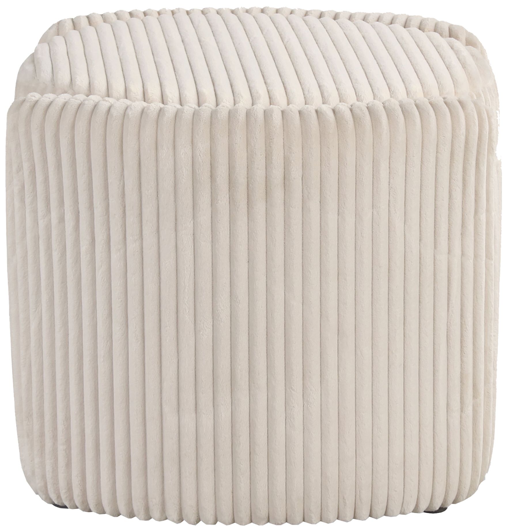 Image 7 Fata Beige Pink Chenille Corduroy  Round Storage Ottoman With Tray Top more views