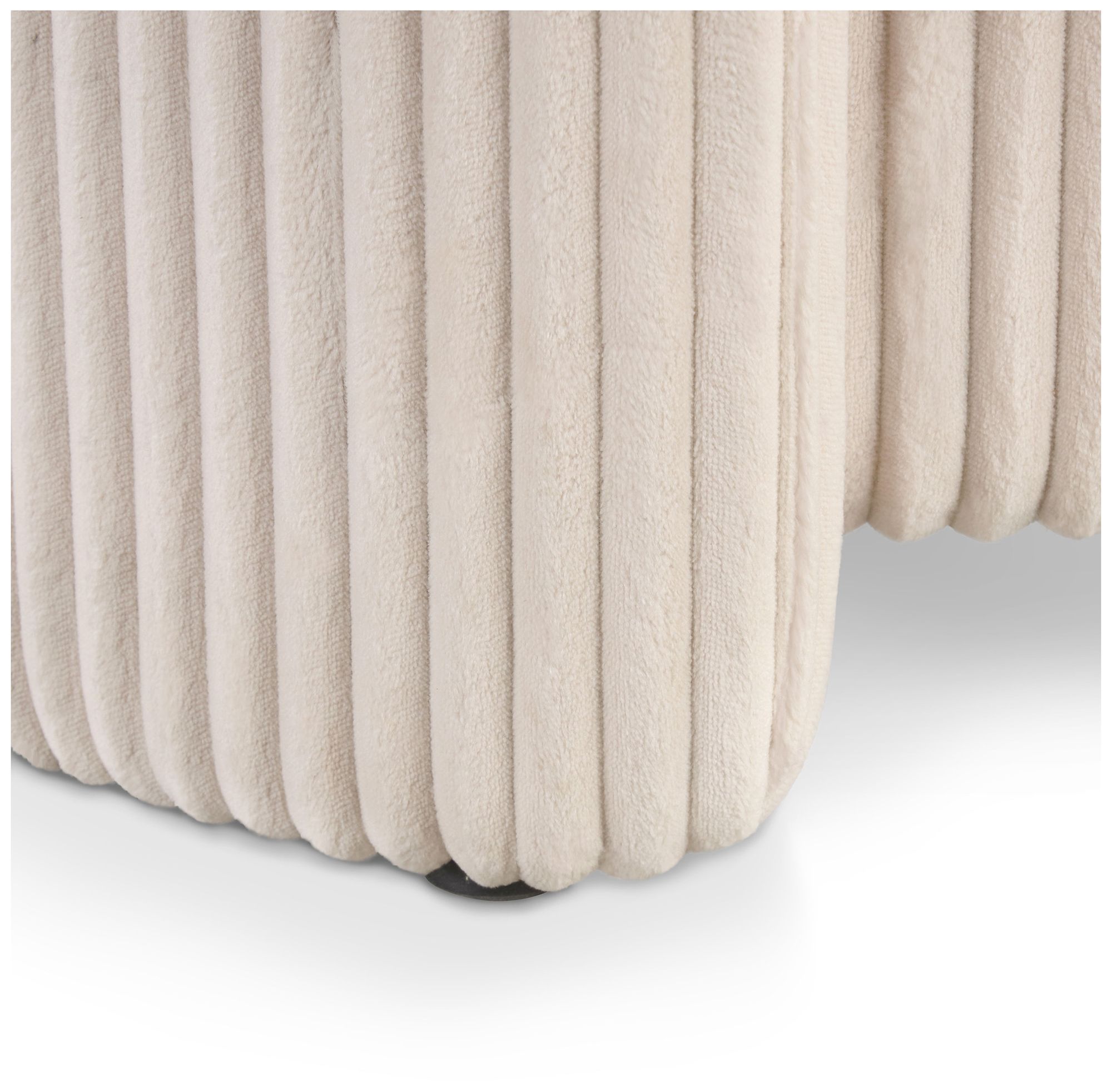 Fata Beige Pink Chenille Corduroy  Round Storage Ottoman With Tray Top